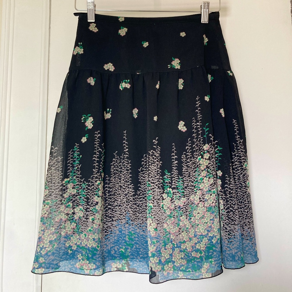 Vintage Boho xs 2000s style rayon crepe ombré skirt